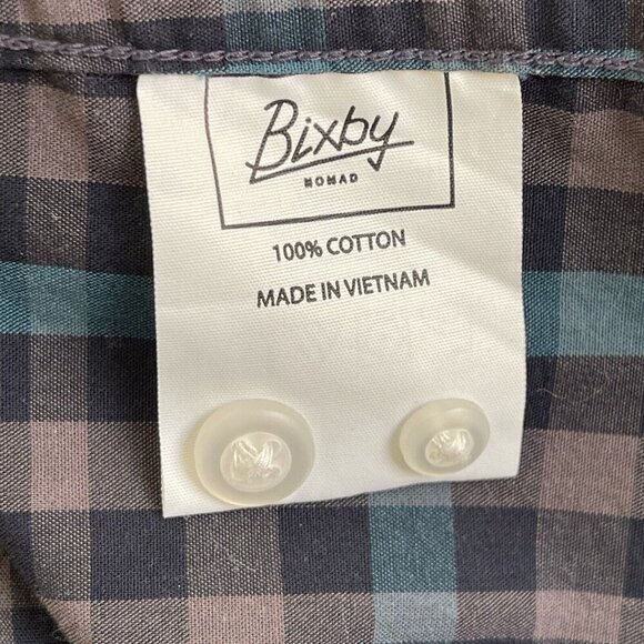 Bixby Nomad Shirt Men Large Blue Check Plaid Slim Fit Button Down Preppy Classic - Picture 3 of 10